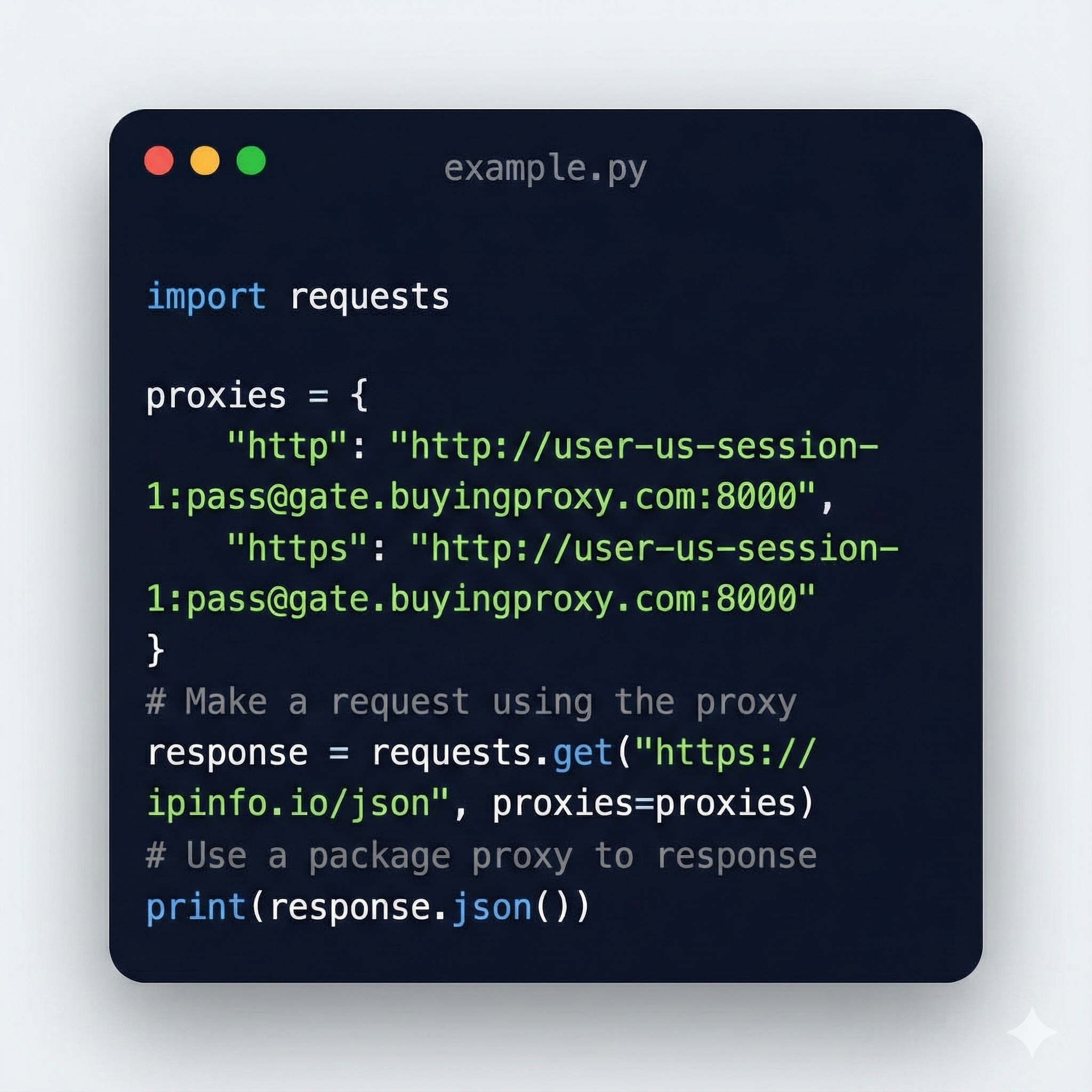 buyingproxy Python proxy usage example